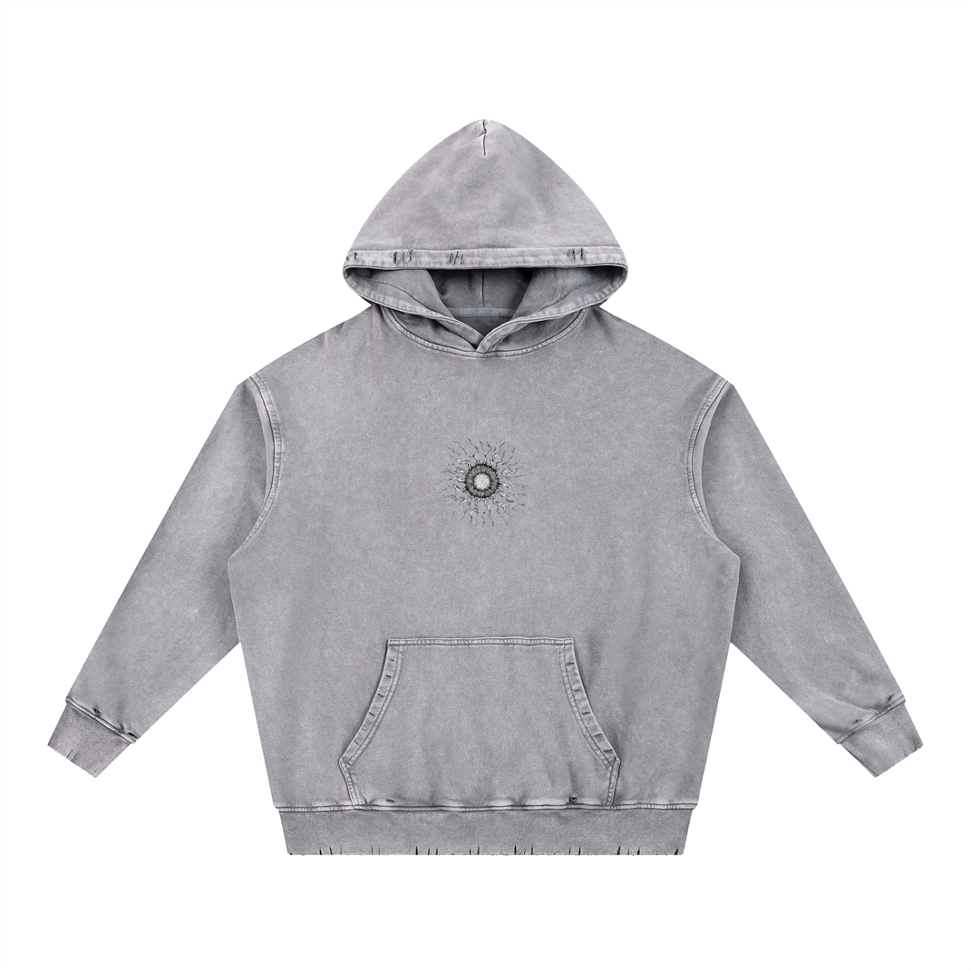 Snow Wash Hand-Frayed Heavyweight  Hoodie